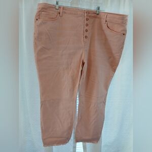 LC Lauren Conrad Peach Ankle Jeans Frayed Hem 26W Button Up